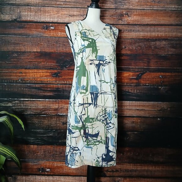 Piazza Sempione Sheath Dress Size 42 US 6 Abstract Cotton Stretch Made in Italy - Picture 7 of 9